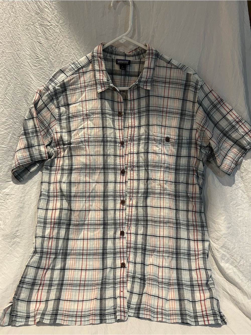 Patagonia Light Plaid Short-Sleeve Button-Up Shirt - Gray/Red/White/Blue